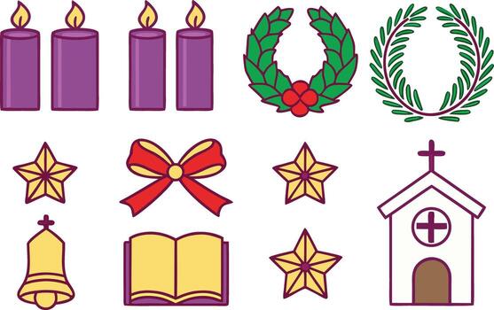 Christian Second Advent Sunday Wreath with Burning Candles Artwork Traditional Second Advent Sunday Religious Candlelight Illustration vector