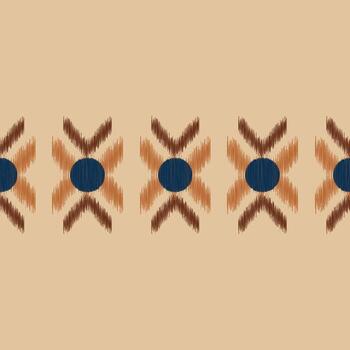 Ikat pattern retro style with brown cream color background art style. vector