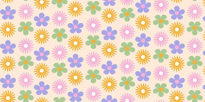a pattern with many different flowers on it vector