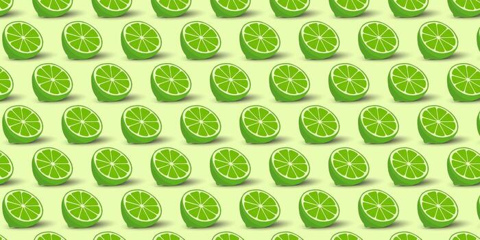 lime slices on a green background lemon pattern on green vector