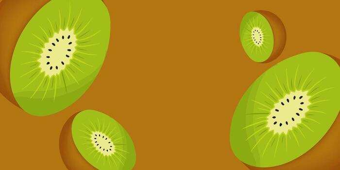 kiwi fruit on brown background and copy space for text vector