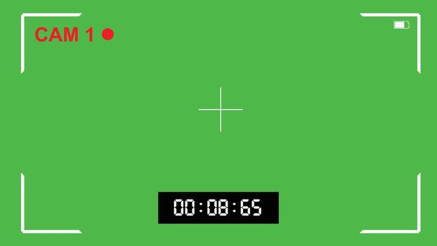Camera Recording frame viewfinder screen isolated on Green Background vector