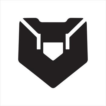 Black Shield Icon with Inner Shield Shape on White Background emblem crest vector