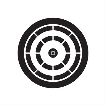 negro concéntrico círculos con segmentario anillos y central punto en blanco objetivo vector