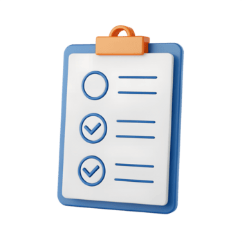 3d uppgift framsteg ikon, checklista med spinning framsteg cirkel, isolerat på en transparent bakgrund png