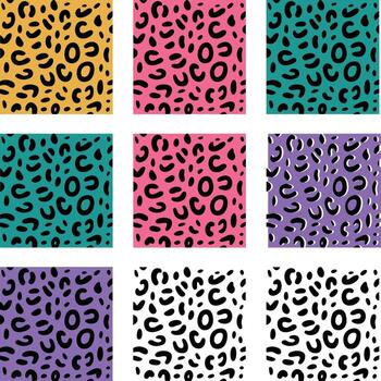 surtido de vistoso leopardo impresión patrones aislado en blanco antecedentes ilustración vector