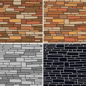 Four different stone wall texture patterns illustration vector