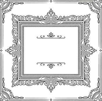 Ornate decorative square frame with elegant scrollwork illustration vector