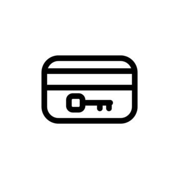 key card line icon is designed in an easily recognizable style. It's suitable for a variety of visual needs, such as digital media or other graphic design projects vector