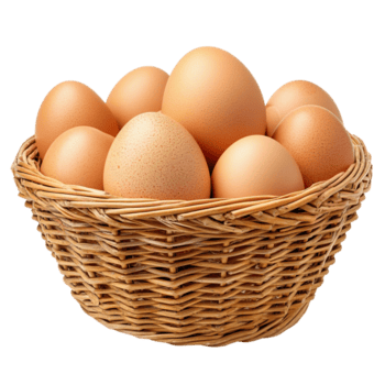 a basket of brown color eggs isolated on transparent background png