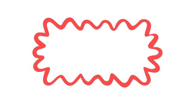 Groovy red wavy rectangle border frame in retro doodle outline style. Abstract shape element and y2k background with graphic outline, perfect for trendy art accent and modern visual concept. vector