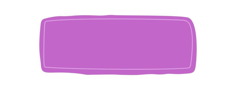 Hand drawn wavy organic frame in purple rectangle template. Quote box with bold color background provides a creative graphic for message or text, perfect as modern conversation or message frame. vector