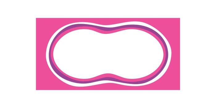 Groovy wavy rectangle retro border frame with outline forms a funky pop shape. Abstract y2k style graphic border as background element in pink and white for trendy contemporary design. vector