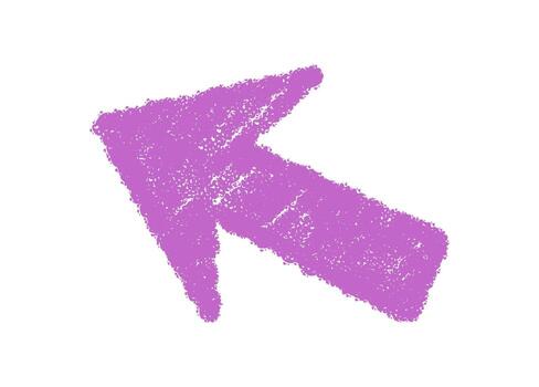 Pink hand drawn swirl crayon arrow in pastel sketch with grunge detail. Doodle element forms dynamic arrow as icon with a vibrant symbol appearance in a modern textured style. vector