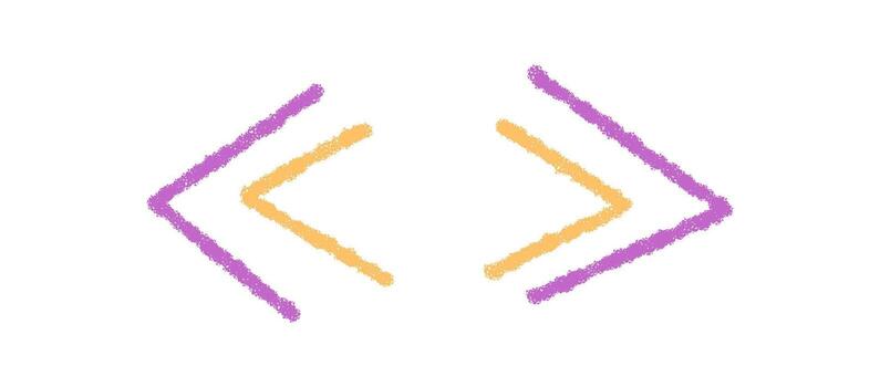 Hand drawn crayon curly bracket symbol in playful font style. This sketch element appears as a unique punctuation character and icon for modern lettering or creative symbol use. vector