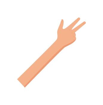 Flat style human hand gesture with three fingers up. Bare palm showing number 3 and symbolizing counting. Isolated on white background, ideal for education, math concepts, and professional materials vector