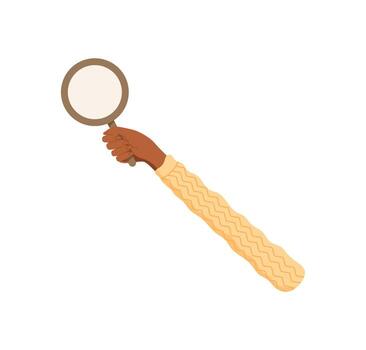 Flat hand holding blank circular icon. Hand with isolated circle template. Communication symbol for feedback, customer review, or comment. Modern and simple style, ideal for opinion or dialogue vector