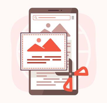 Smartphone with Screenshot Function for Mobile Application Concept Illustration Clip Art vector