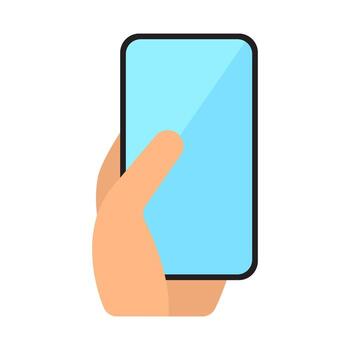 teléfono inteligente retenida en mano demostración pantalla mostrar. Perfecto para móvil aplicación icono, interfaz de usuario, ux diseño, o moderno tecnología conceptos. realista mano participación teléfono inteligente escena vector