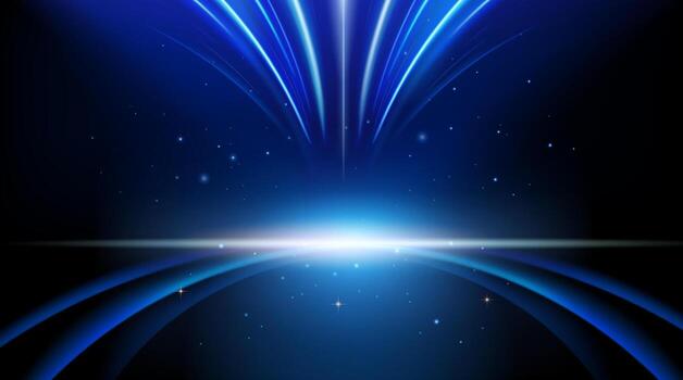 Abstract background with blue curved light rays. Modern and futuristic technology concept. vector