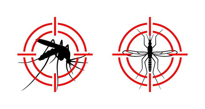 mosquito in target warning symbol vector