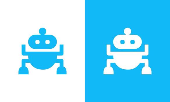 Friendly Robot Icon, Blue and White Minimalist Design, Technology Concept, Modern and Playful Style. vector