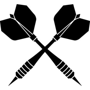 Emblem of crossed darts with sharp tips vector