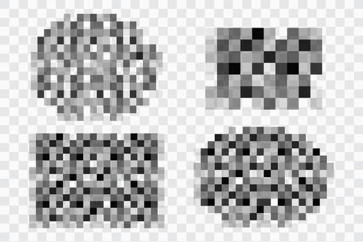 Censor pixel mosaic bar, simple gray blur censure frame on transparent background vector