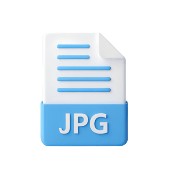 Stylized 3d jpg file icon with document pages and text isolated on transparent background png