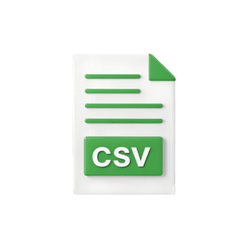 un' digitale icona che rappresentano un' csv file con verde testo e un' piegato angolo isolato su un' trasparente sfondo. png