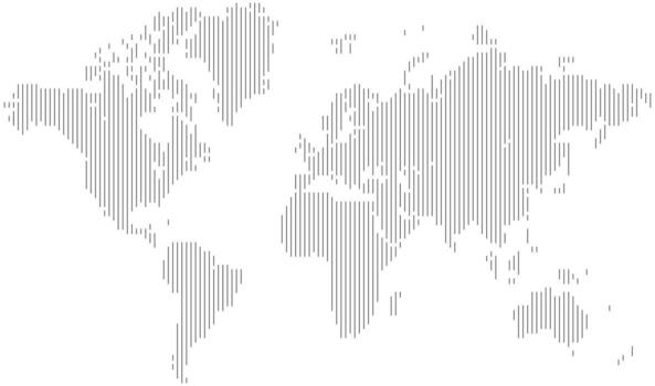 Vertical line shape word map with halftone pixel dots atlas pattern. Continents and countries outline. Abstract planet earth background design. vector