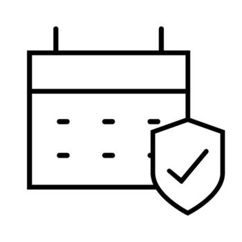 calendar reminder with shield line style icon design of Security system warning protection danger web alert and safe theme illustration vector