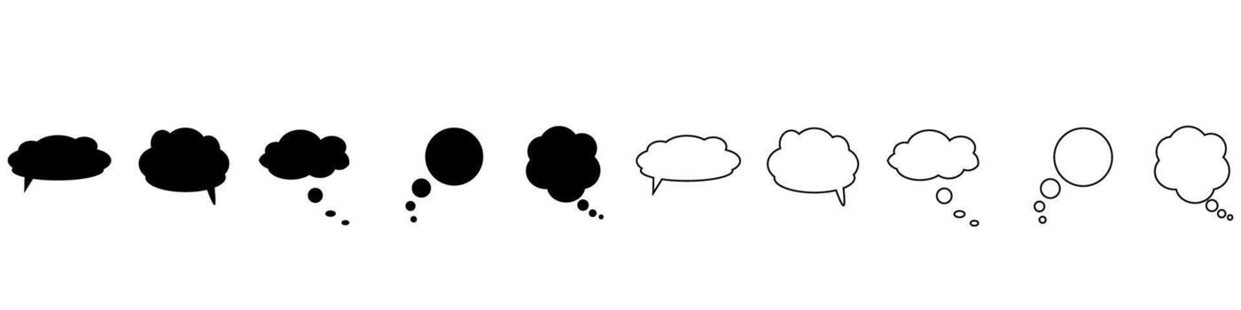 Set speech bubbles, clouds, baloons. Talking, speaking, chatting, screaming, laughing, thinking, dreaming bubbles. Modern motion design shapes with rounded edges. vector