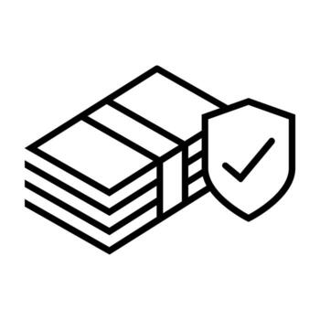 Boxes with shield illustration, line design icon editable outline vector