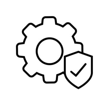 Cogwheel with shield line style icon design, Security system warning protection danger web alert and safe theme illustration vector