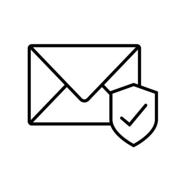 envelope mail with shield security illustration design icon line style vector
