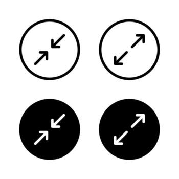 Expand and collapse screen icon. Exit full display symbol in black circle vector