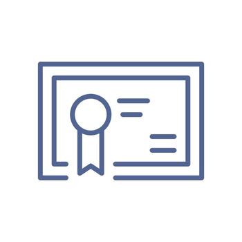 Certificate icon with ribbon and seal symbolizing achievement, diploma, award, recognition, certification, education, or qualification linear element for interface isolated flat illustration. vector