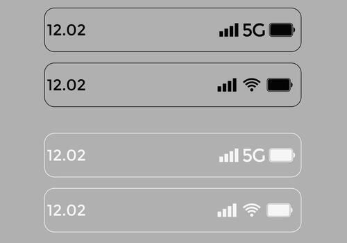 Smartphone status bar. notification bar symbol. battery icons. wifi signal strength. web design and user interface vector