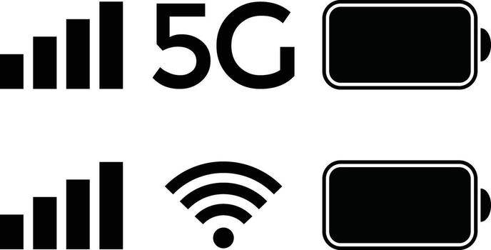Smartphone status bar. notification bar symbol. battery icons. wifi signal strength. web design and user interface. vector