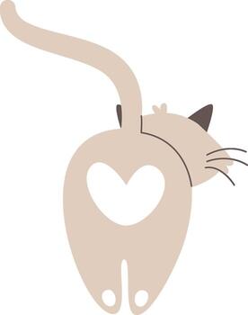 Cat Back Hand Drawn vector