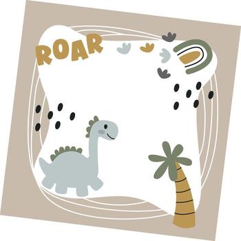 Dinosaur Square Childish Frame vector