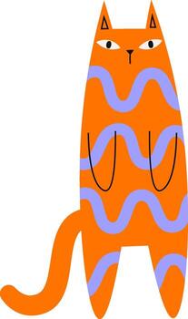 Abstract Standing Cat With Pattern vector