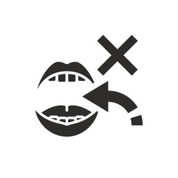 no swallowing or no take into icon, do not ingest, protect from ingestion hazard, flat web symbol - illustration vector