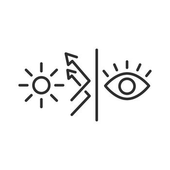 eye protection from sun rays, ultraviolet eyes protect icon, reflection uva or uvb light, thin line symbol on white background - editable stroke eps10 vector