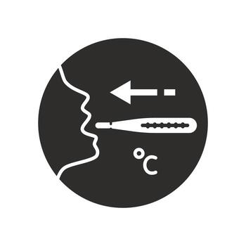 man with thermometer in mouth icon, measuring body temperature, flat web symbol on white background - illustration eps10 vector