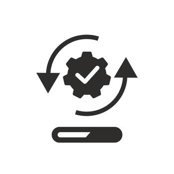 automatic update icon, software data synchronize, process bar, flat symbol on white background - illustration vector