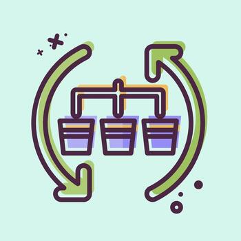 Icon Waste Sorting. related to Recycling symbol. MBE style. design editable vector