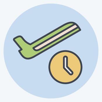 Icon Flight On Time. related to Business symbol. color mate style. design editable vector
