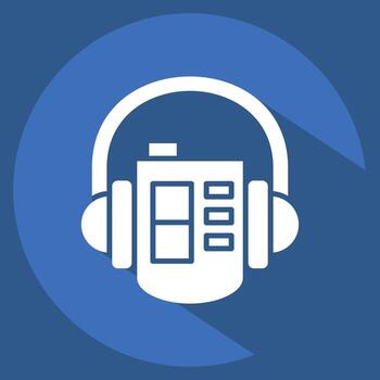 Icon Walkman. related to Instruments symbol. long shadow style. design editable vector